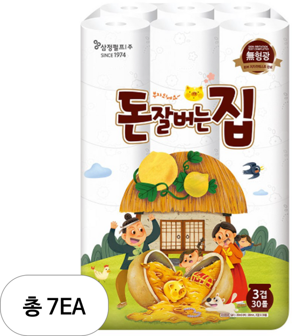 돈잘버는집 3겹 고급롤화장지, 30m, 30개입, 7개