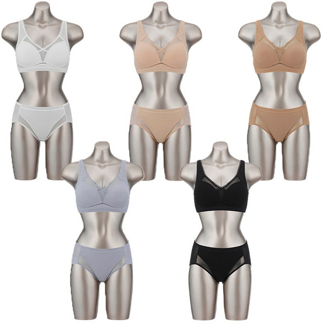 세컨스킨 매끈 누디라인 풀컵 브라 팬티 여성 속옷 세트10종