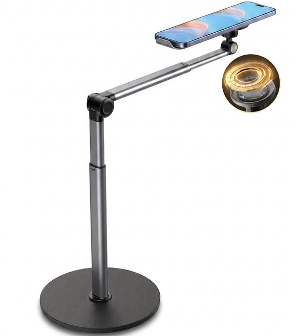 에스위두 마그네틱 자석흡착 흔들림방지 책상 침대 항공샷 수직촬영 핸드폰거치대, 그레이