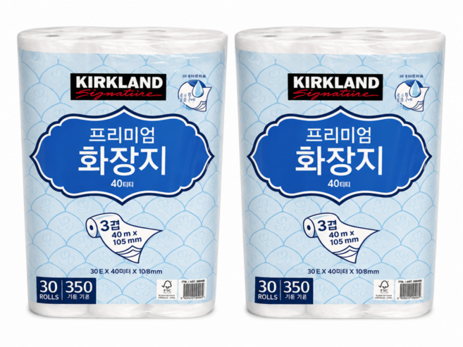 커클랜드 시그니처 프리미엄 3겹화장지 40mx60롤 (30롤x2개), 2세트, 30롤