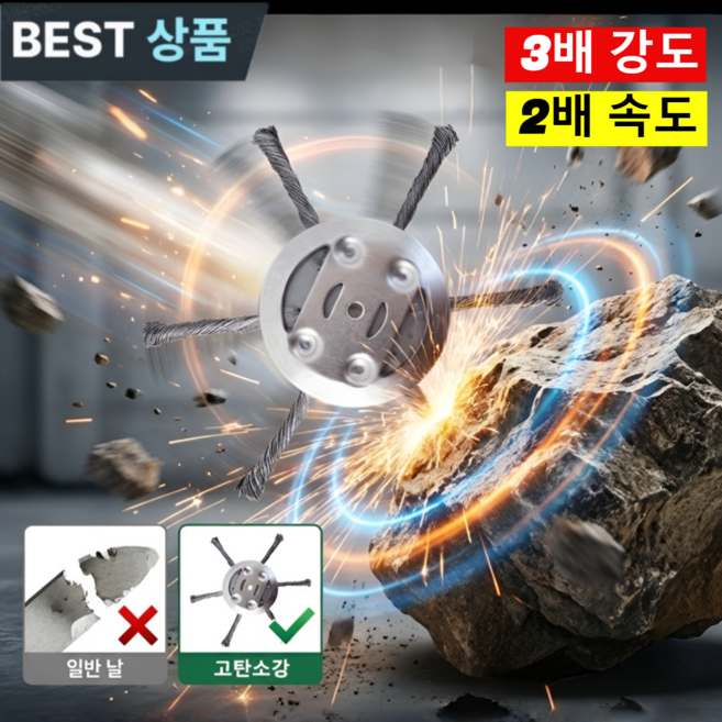 독일 [역대급] 30년 쓰는 항공 고탄소강 제초 휠 3배 강도보장고탄강 제초 휠 예초기용 예초기날, 육공와이어휠, 6세트