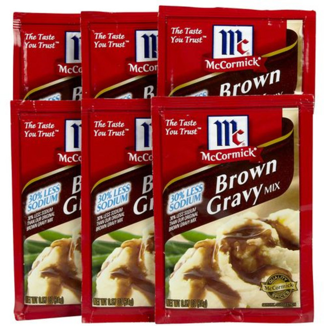 맥코믹 저염 브라운 그레이비 믹스 25g 6개 팩 McCormick Lo-Sodium Brown Gravy Mix 0.87 oz 6 pk, 1개, 200ml