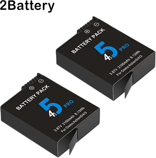 DJI 오즈모 액션 5 프로 배터리 3/4 카메라 2 슬롯 고속 충전기 3 4 액세서리용 2100mAh, 05 2 Pc Battery