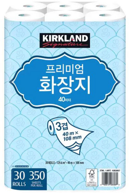 커클랜드 프리미엄 화장지 3겹 롤화장지 30롤, 40m, 30개입, 1개