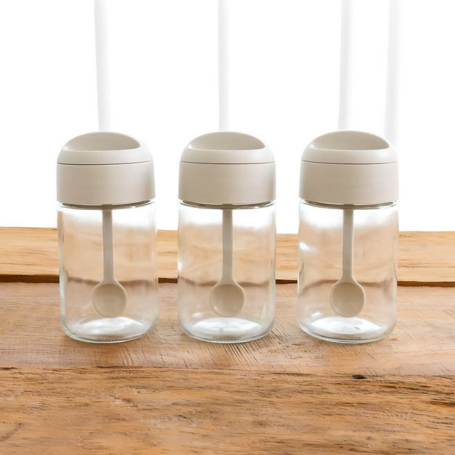 클레로 클래식 스푼형 유리 양념병, 250ml, 3개