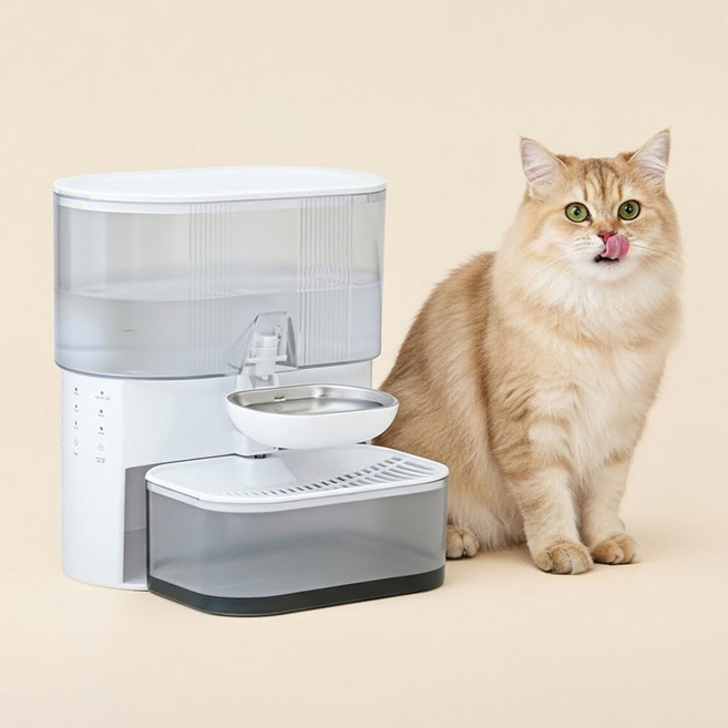 펫케어 강아지 고양이 정수기 무선 플로우 자동 급수기 음수대, 1개, 화이트