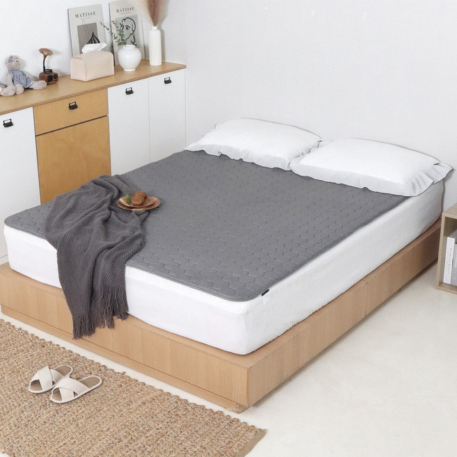 전자파없는 26년 최신형 몽비오스 국산 EMF 전자파없는 워셔블 세미마이크로 그래핀 탄소매트 온열 전기매트 침대용 캠핑용, 더블 단일난방(150x200), 차콜