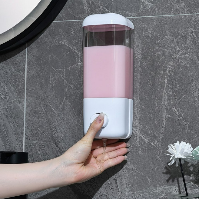 하임리프 강력접착 무타공 다용도 주방 욕실 샴푸 디스펜서, 화이트, 1개