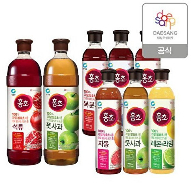 청정원 [T]청정원 홍초1.5L+900ml(석류/블루베리/복분자/풋사과/자몽), 풋사과1.5L :풋사과900ml, 1.5L