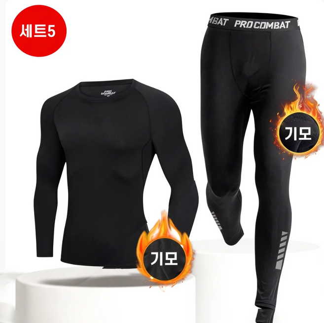 남자 봄 가을 속옷 기모 세트 타이츠 상하의 세트 사이클링 기모 상하의 세트 등산 보온 속옷