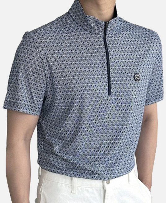 김영주스포츠 남성 반팔티셔츠 냉감 스판 골프웨어 여름 반집업티셔츠 KRMT1026