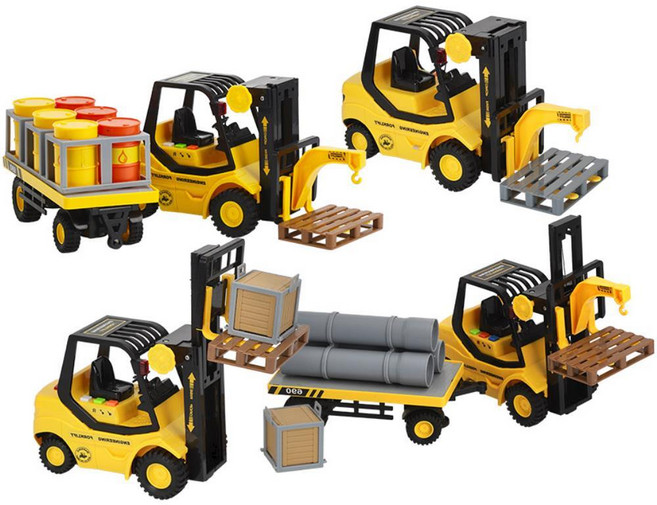 소리나는 중장비 지게차 토이 4p세트 아들선물 놀이 소꿉놀이 유아, 1개