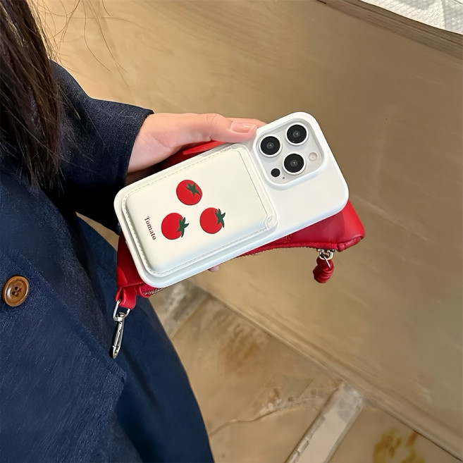 생활보물창고 마그네틱 카드지갑 맥세이프 가죽 디자인, 토마토, 1개