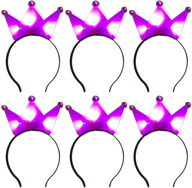 스투피드 LED 큐빅왕관 머리띠 6개입, 1세트, 3_핑크