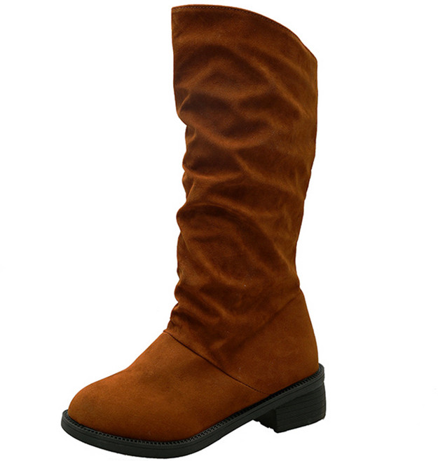 타니즈 허밍 통넓은 웨스턴 하프 롱 하비 부츠 둥근코 스웨이드 미들부츠 (5.5cm)