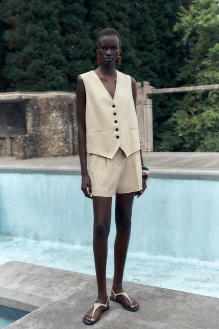 ZARA 린넨 하이웨이스트 버뮤다 팬츠 193667