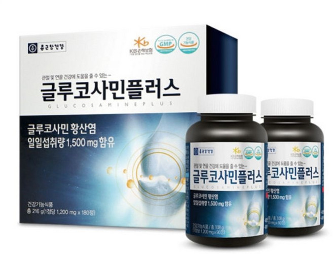 종근당 글루코사민 황산염 상어연골 어골칼슘 팽현숙 먹는식이유황 엠에스엠 초록입홍합 홍화씨 파우더 분말 정 무릎 관절 연골 뼈 손가락 손목 영양제 비타민D3 마그네슘 부모님 운동선수, 90정, 1개