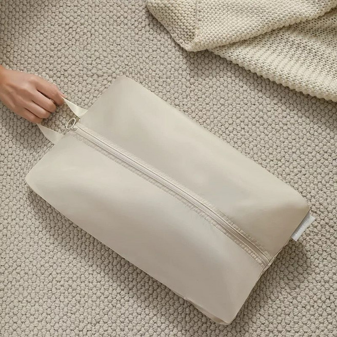 防水手提旅行運動鞋袋 加大版 中間拉鍊開口 米色