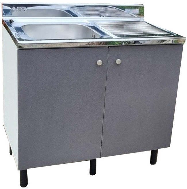 sy씽크대 개수대 폭90cm 사무실용 원룸등 다용도, 진그레이 좌볼