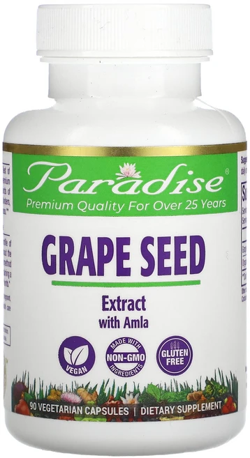 Paradise Herbs 암라가 함유된 ActiVin 포도씨 추출물 베지 캡슐 90정, ParadiseHerbs암라가함유된ActiVin포도씨추, 1개 - 쿠팡