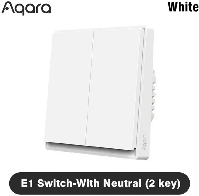 기존 Aqara 벽 스위치 E1 버전 Xiaomi Home APP 용 스마트 무선 키 Zigbee 3.0 와이어/중립 없음, 01 빠른, 12 With Neutral 2key