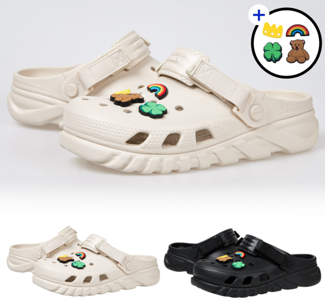 (국내매장판) 크록스 CROCS 듀엣 맥스 II 클로그 슬리퍼 + 신발 악세사리 4종 포함