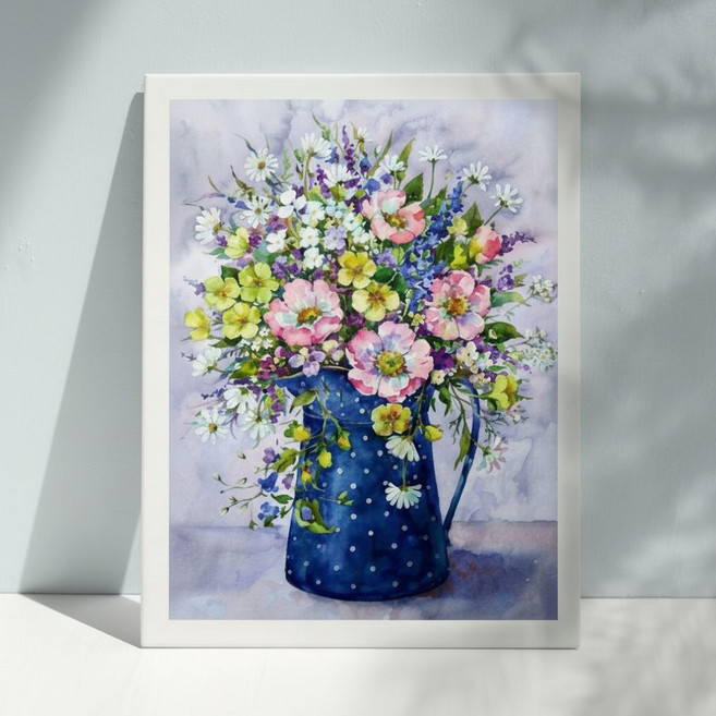 DIY 명화 그리기 40x50cm 파랑 꽃병 힐링 취미 인테리어 유화, 기본옵션, 1개