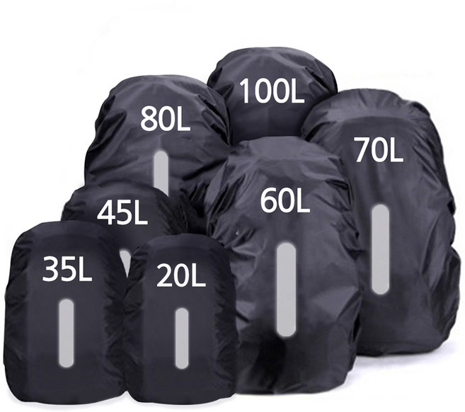 네츄럴파크 반사밴드 방수 배낭커버 라이트 레인 등산 캠핑 등산배낭 커버, 블랙