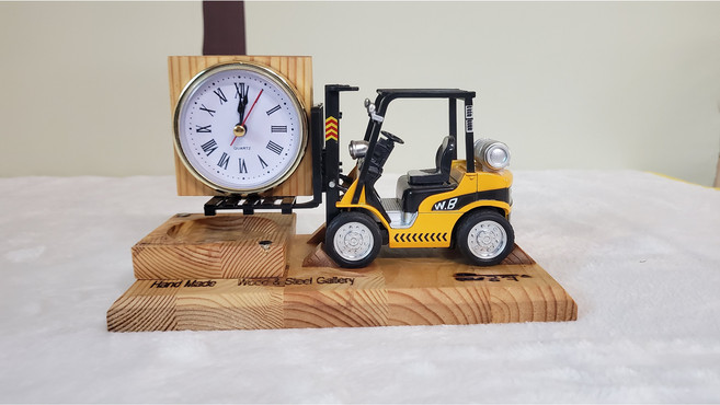 [WS공작소] 지게차 모형 탁상시계 디자인 시계 특이한 탁상시계 자체제작 수제품, 1개