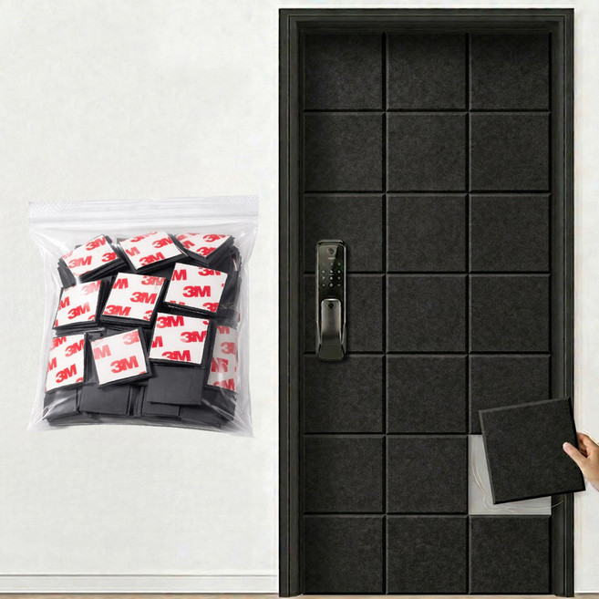 카로히포 자석 접착 겸용 쉽게 붙이는 현관문 흡음재, 12개, 블랙