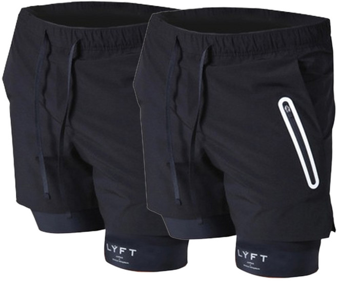 밀리어스 남자 러닝 2IN1 쇼츠 5부 반바지 레깅스 1+1