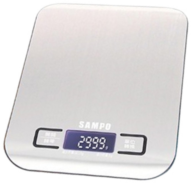 SAMPO聲寶 不鏽鋼料理秤 玻璃電子秤 精準測量, 3kg, 銀色, BF-Y1801CL