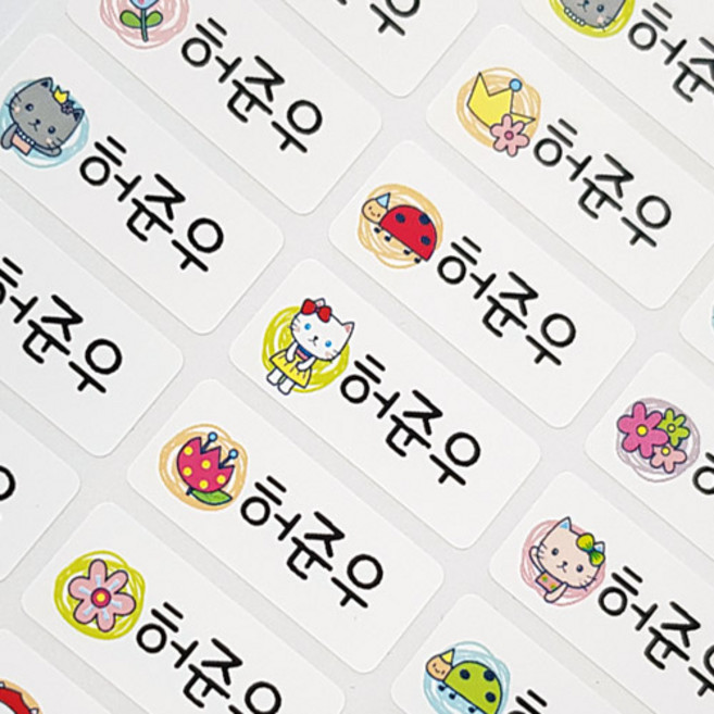 누리몰 방수 네임스티커, 1세트, 플라워캣 중형