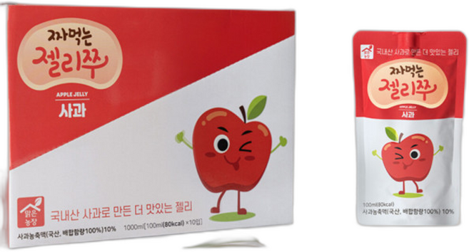 맑은농장 짜먹는 젤리쭈 사과(x) 국내산 과일 곤약 젤리, 100ml, 1개
