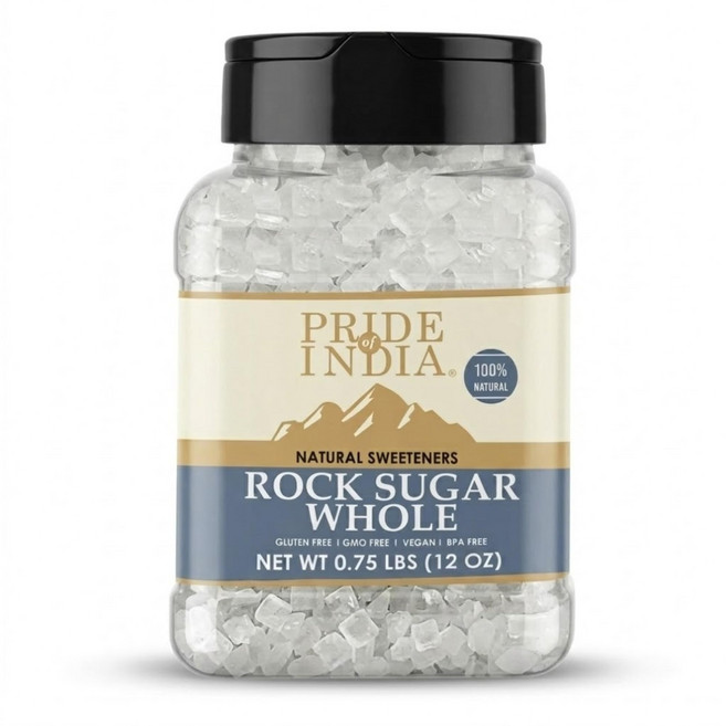 POI-록슈가-2024 Pride Of India - Natural Crystal Rock Sugar Whole - 12 oz (340 gm) Medium Dual Sifter J, 340g, 1개