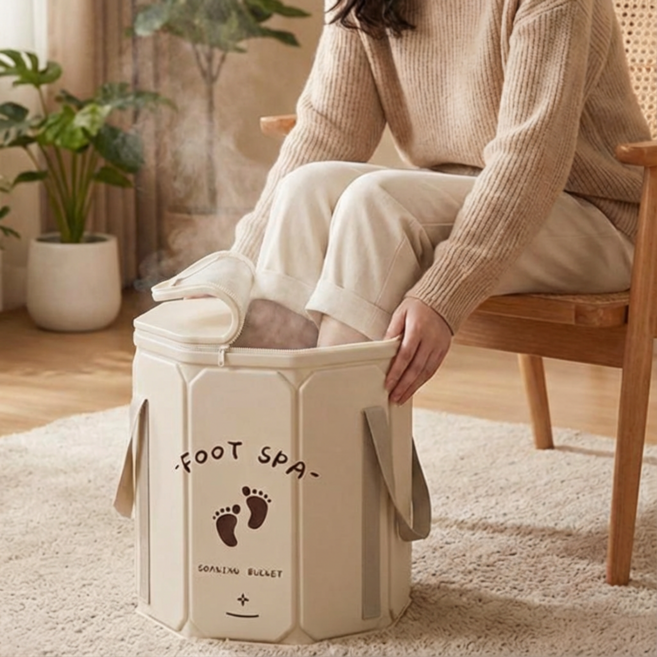 융풍 족욕기 발 족욕기 족욕통 접이식 대야 접이식 족욕기, 크림색, 1개