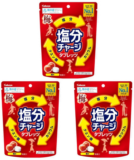 Kabaya 卡巴鹽分補給錠 鹽糖 梅子口味, 81g, 3個