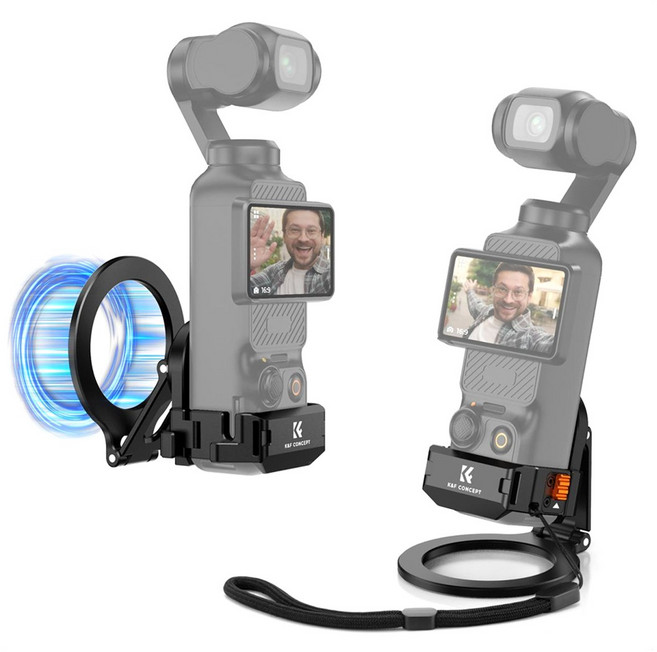 K&F 오즈모 포켓3 전용 알루미늄 메탈 마그네틱 확장 프레임 케이지 17개 N52 자석 내장 맥세이프 호환 헬스장 거치대 각도 조절 브라켓 TF카드 교체 가능 1/4인치 홀더, 1개, KF31.162