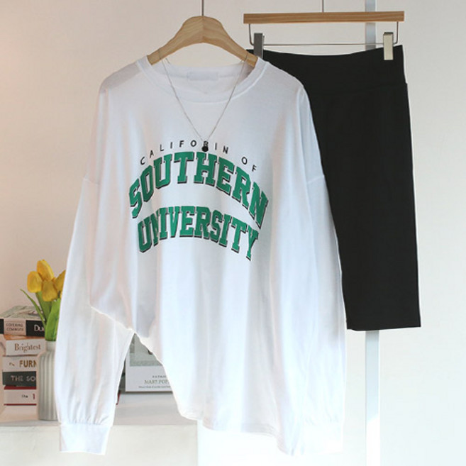 에스제이룩 여성용 서던박스 오버핏 빅사이즈 긴팔 티셔츠