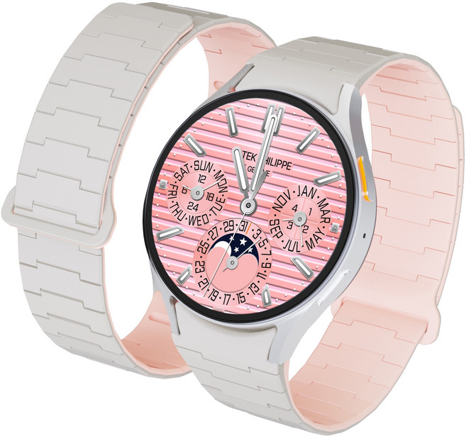 캘릭스 갤럭시워치 호환 실리콘 버클링 마그네틱 스트랩 밴드 시계줄, 로지베이지, 1개