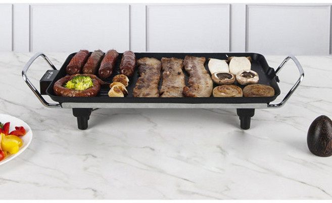 키친아트 허브 48cm 전기그릴 KAG-4827R 삼겹살 고기 구이팬 논스틱코팅 높이조절