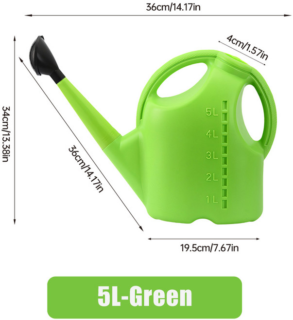 대용량 5L 물을 수있는 긴 주둥이 수동 관개 작은 스프레이 병 짙어지면서 냄비, 02 5L Green, 1개