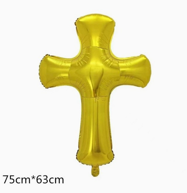 트윈은 은박 기독교 교회 행사 대형 십자가 헬륨 부활절 큰풍선 파티, 5개, 골드십자