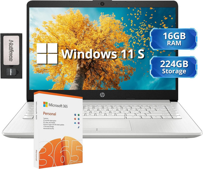 Stream 4인치 HD 경량 노트북 인텔 셀러론 N420 6GB RAM 224GB 스토리지64GB eMMC + 60GB 도킹 스테이션 UHD 그래픽 웹캠 년 오피스 365, 16GB | 224GB