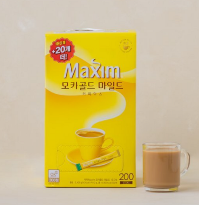 [맥심] 모카골드 마일드 커피믹스 180입 (+20입), 180ml