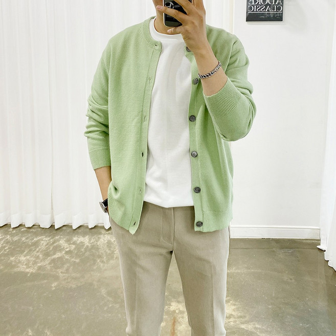 아도르클래식 노카라 5컬러 캐시미어 니트 긴팔 가디건