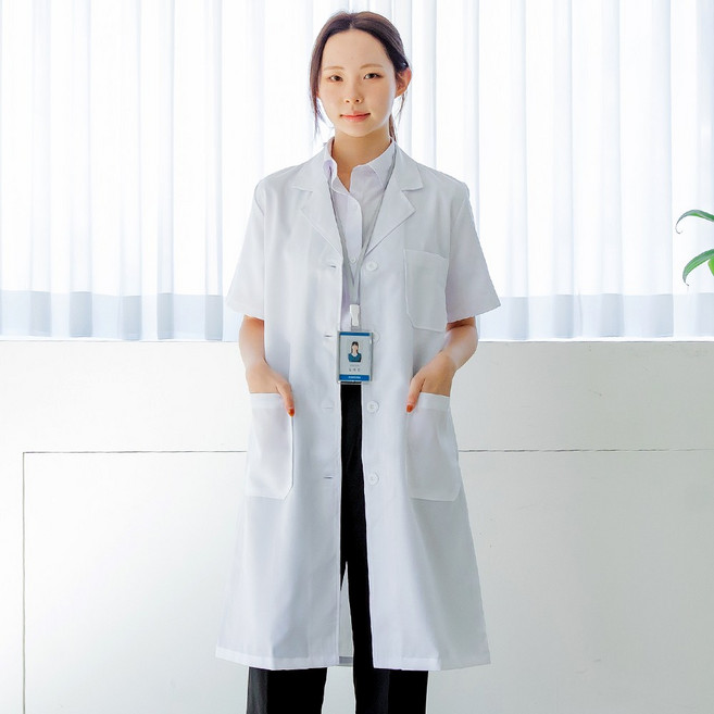 여자 의사가운 반팔 여름 약사 병원 유니폼 실습가운 실험복 영양사 롱가운