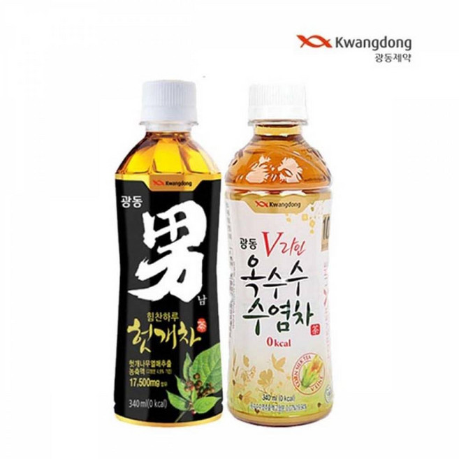 제트스카이 광동 옥수수 수염차 10펫 + 광동 헛개차 10펫, 1세트, 340ml
