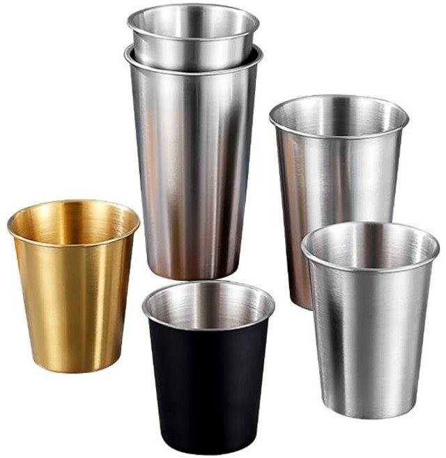 304不鏽鋼水杯 加厚設計 500ml, 不鏽鋼露營杯350ML(金色), 1個