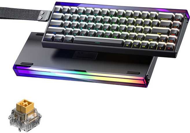 AULA HERO 68 HE 마그네틱 자석축 기계식 키보드 유선 8K 게이밍 키보드, RGB lighting box wired, Black lighthouse